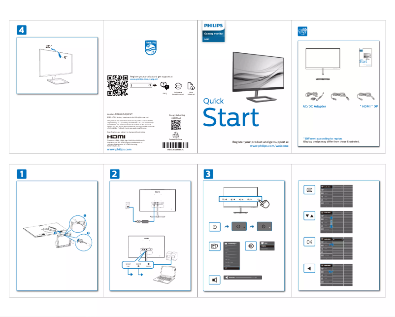 Page 1 de la notice Guide de démarrage rapide Philips E Line 242E1GAJ