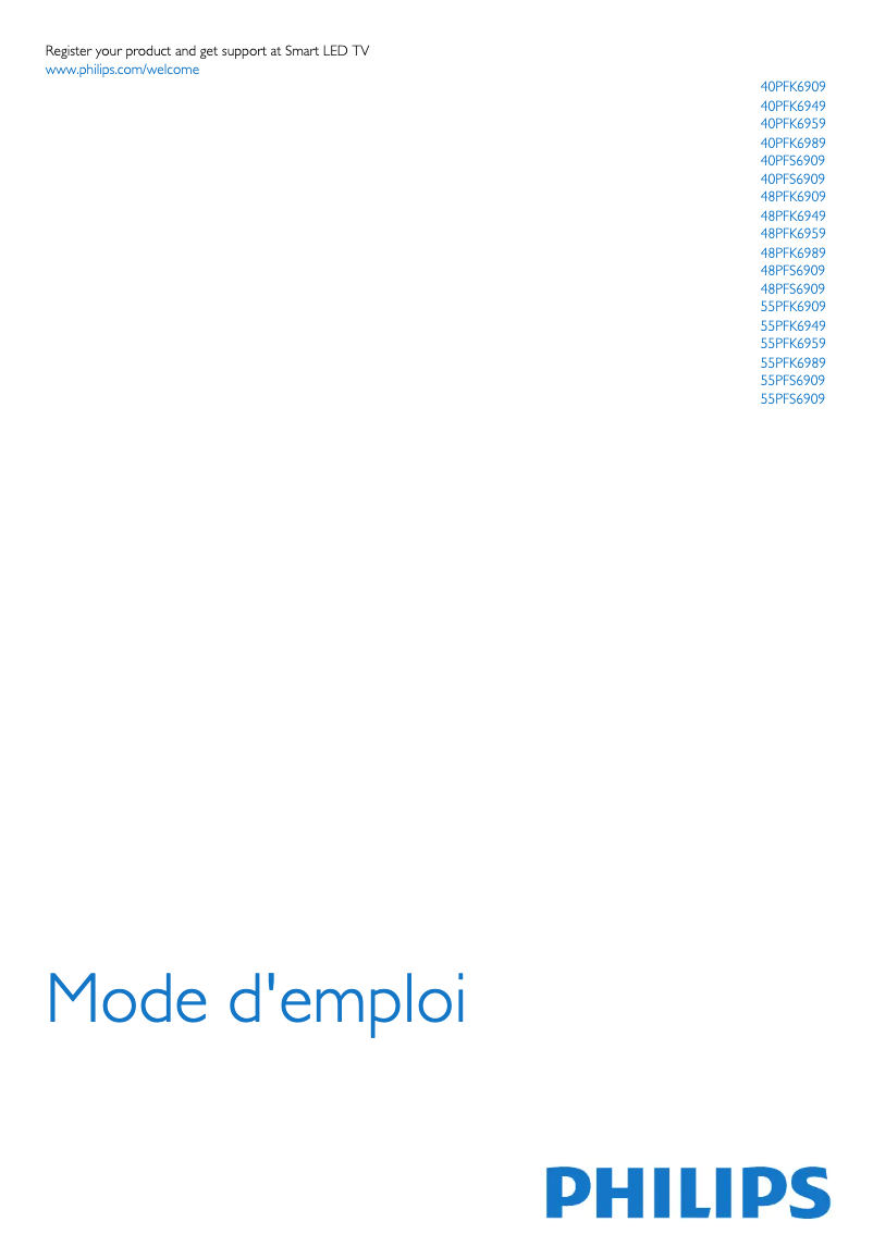 Page 1 de la notice Manuel utilisateur Philips 55PFK7199