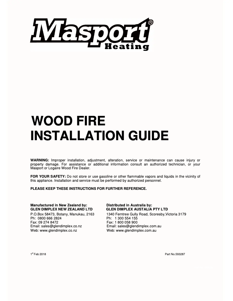 Page 1 de la notice Guide d'installation Masport Rosewood
