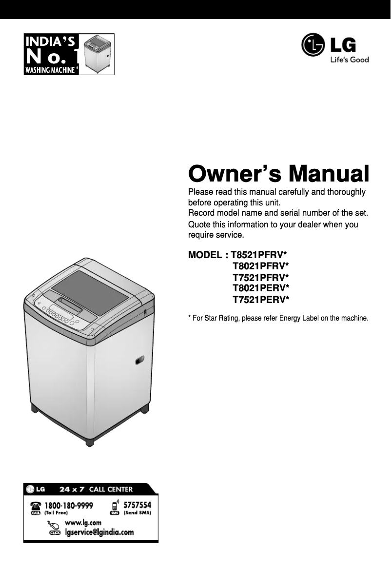 Page n°1 - Manuel utilisateur LG T8021PFRV5