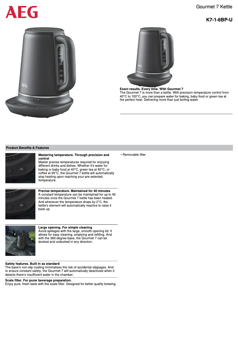 Page 1 de la notice Manuel utilisateur AEG Gourmet 7 K7-1-6BP-U