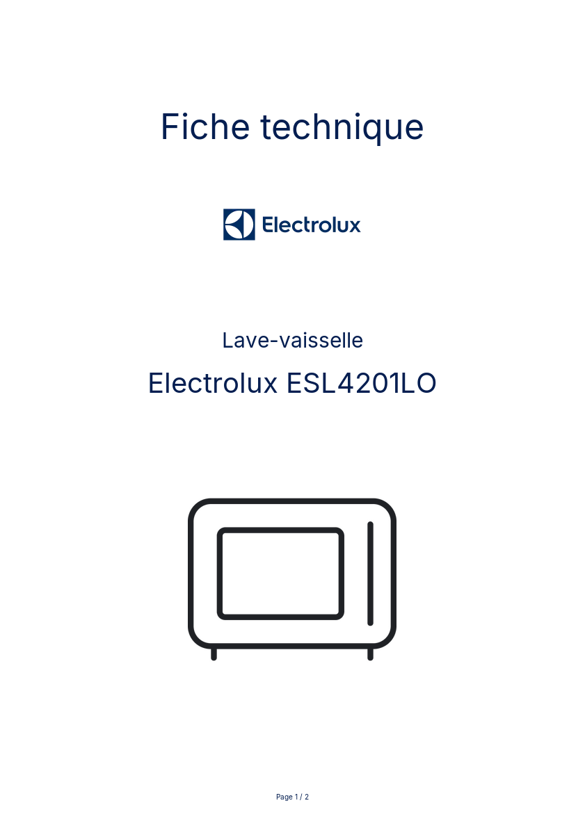 Page n°1 - Fiche technique Electrolux ESL4201LO