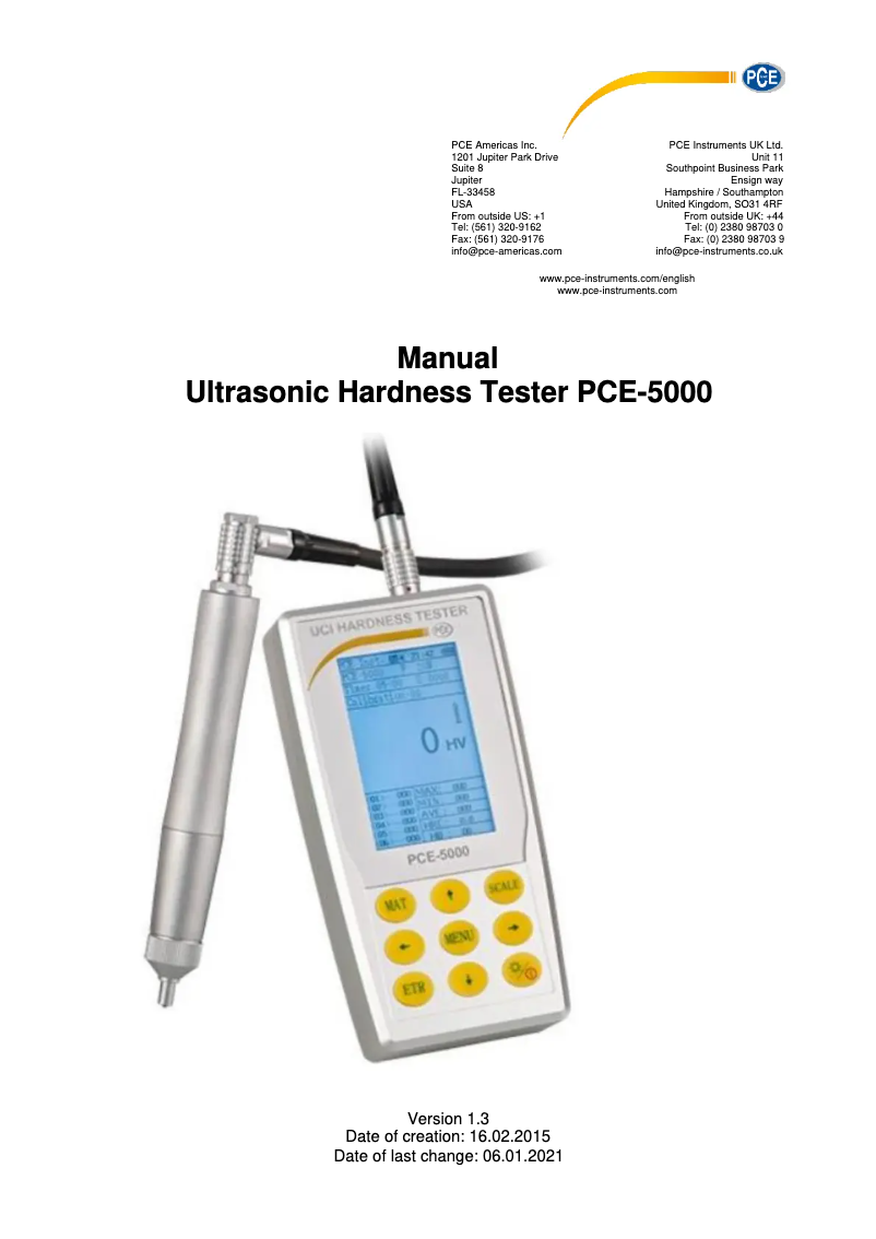 Image de la première page du manuel de l'appareil PCE-5000