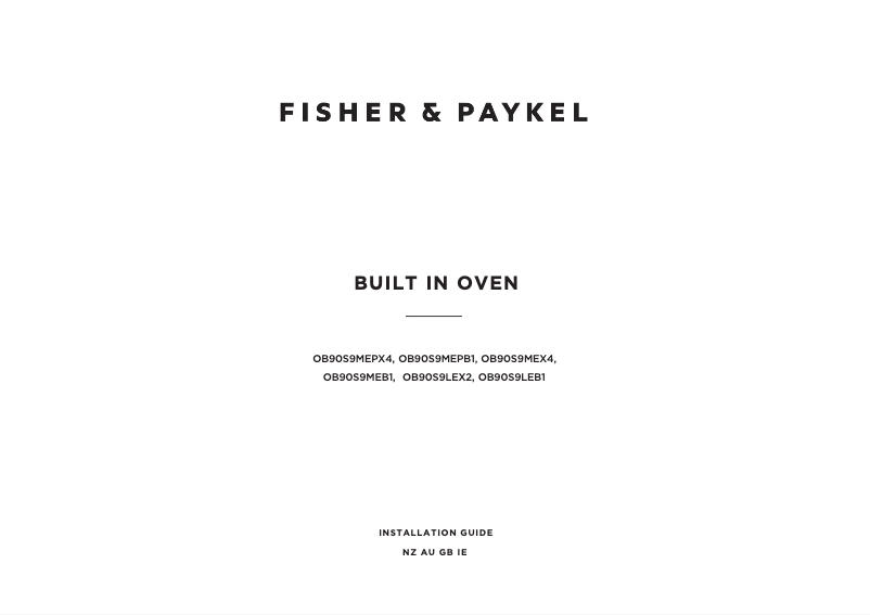 Page 1 de la notice Guide d'installation Fisher & Paykel OB90S9LEB1