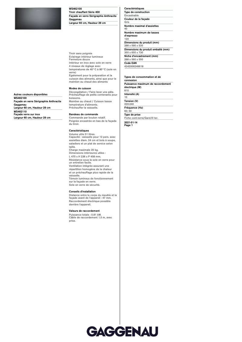 Imagen de la primera página del manual del dispositivo WS462100