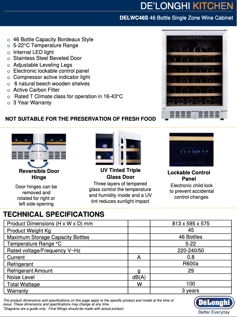Image de la première page du manuel de l'appareil DELWC46S