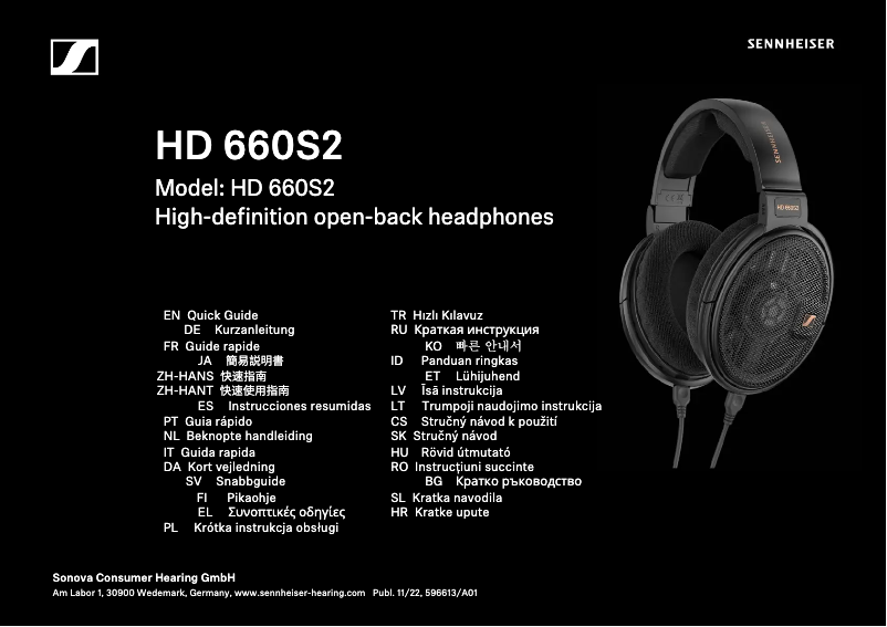 Page n°1 - Manuel utilisateur Sennheiser HD 660S2