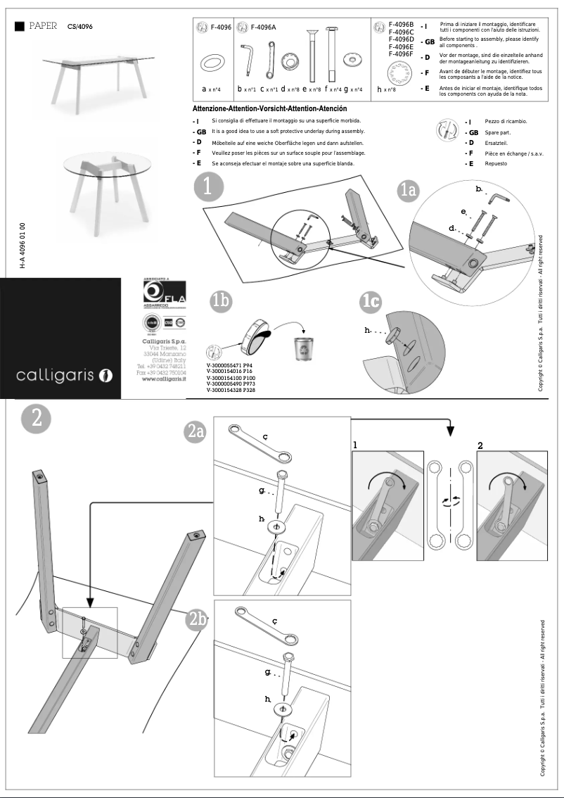Page 1 de la notice Manuel utilisateur Calligaris .com Paper