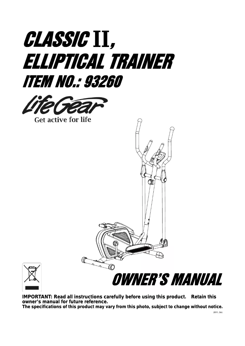 Page n°1 - Manuel utilisateur Life Gear Classic II 93260