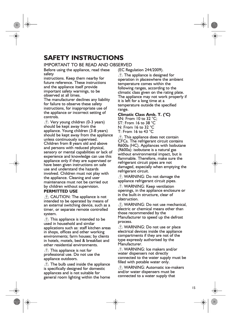 Page n°1 - Instructions / montage Whirlpool ARC 104/1/A+