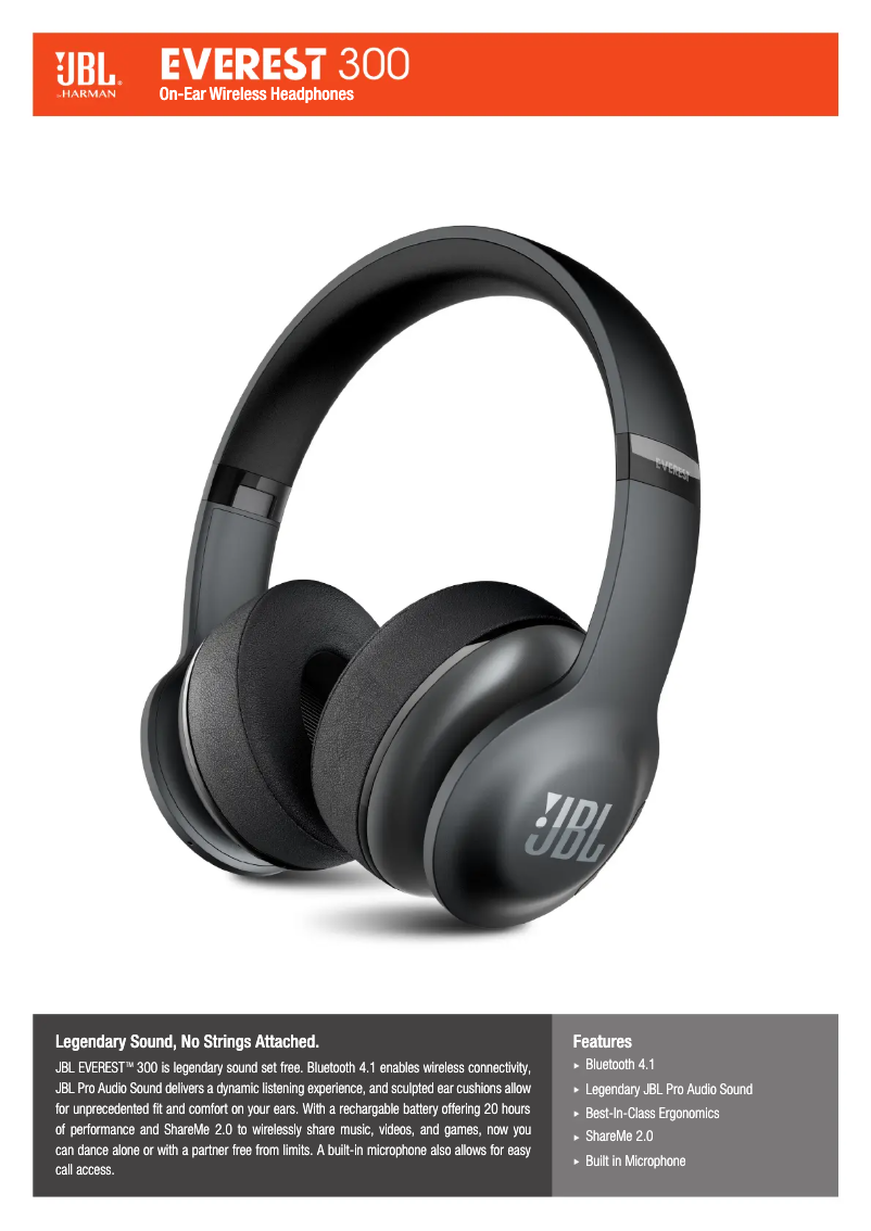 Page 1 de la notice Fiche technique JBL Everest 300