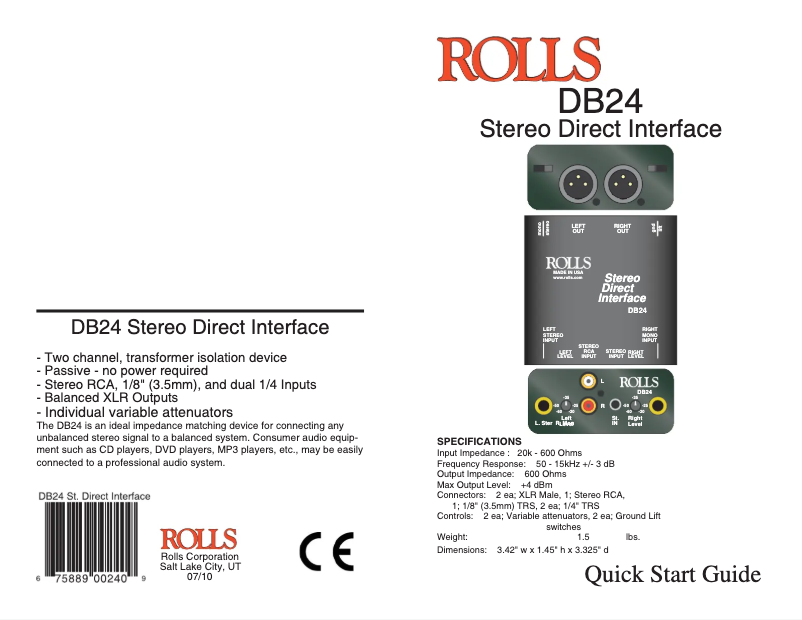 Page 1 de la notice Manuel utilisateur Rolls DB24