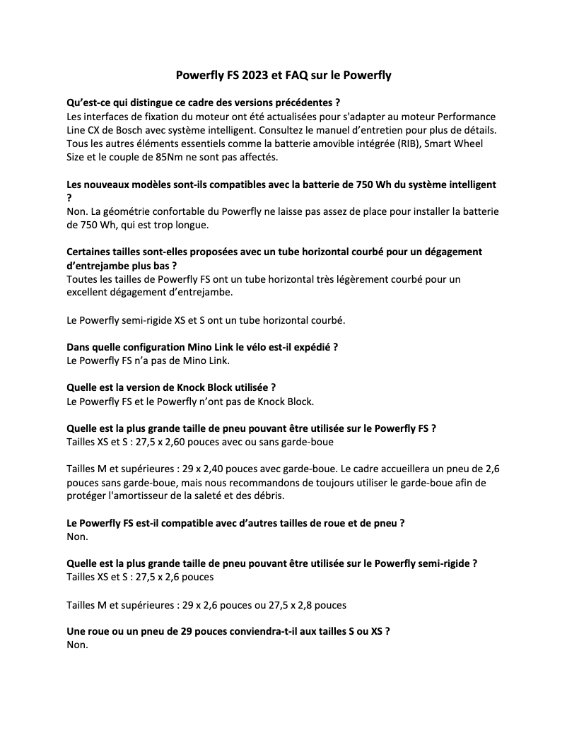 Page 1 de la notice FAQ Trek Powerfly FS 9 Equipped
