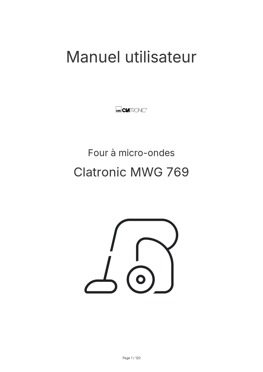 Page n°1 - Manuel utilisateur Clatronic MWG 769