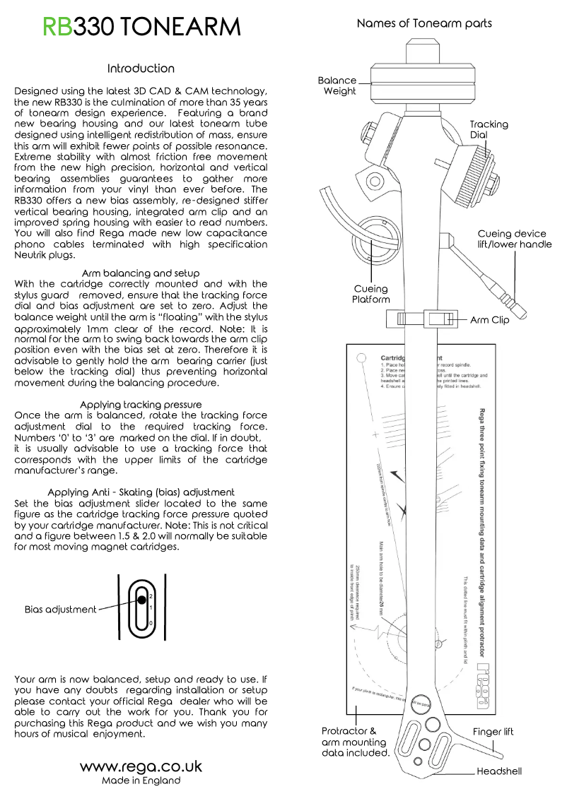 Page 1 de la notice Manuel utilisateur Rega RB330