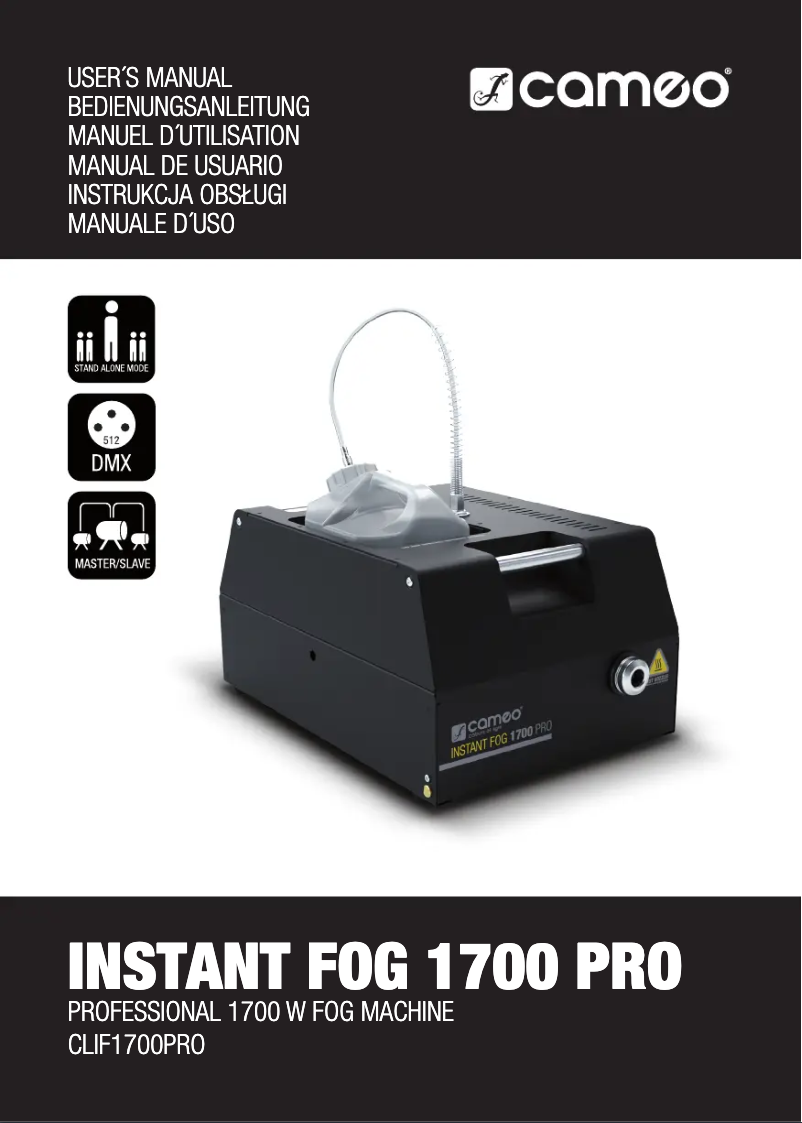 Page 1 de la notice Manuel utilisateur Cameo Instant Fog 1700 Pro