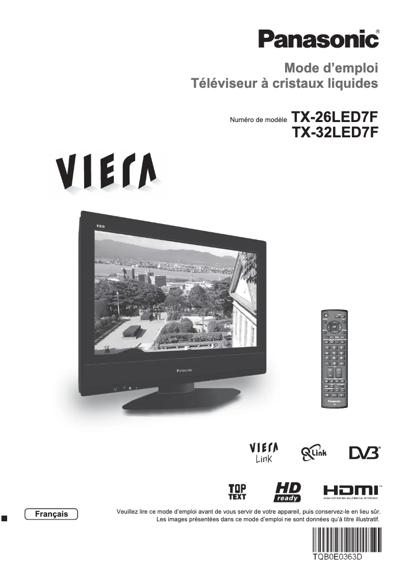 Page 1 de la notice Manuel utilisateur Panasonic Viera TX-32LED7F