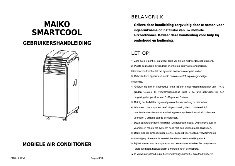 Page 1 de la notice Manuel utilisateur Maiko Smartcool