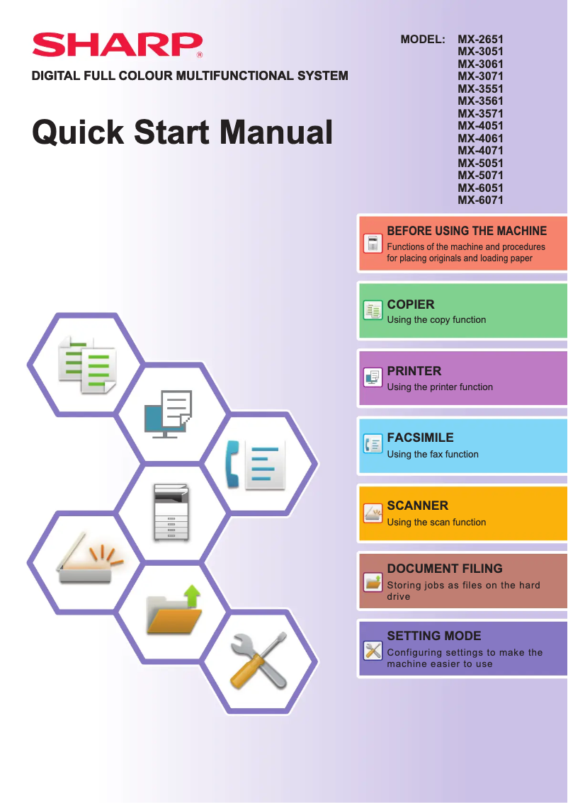 Page n°1 - Guide de démarrage rapide Sharp MX-6071S