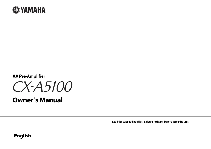 Page 1 de la notice Manuel utilisateur Yamaha Aventage CX-A5100