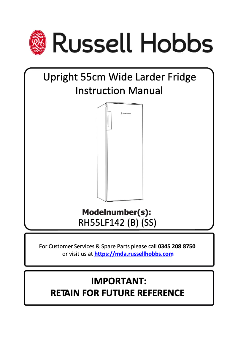 Page n°1 - Manuel utilisateur Russell Hobbs RH55LF142SS