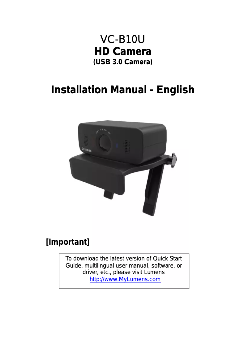 Image de la première page du manuel de l'appareil VC-B10U