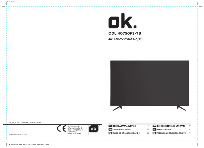 Page 1 de la notice Manuel utilisateur OK ODL 40750FS-TB