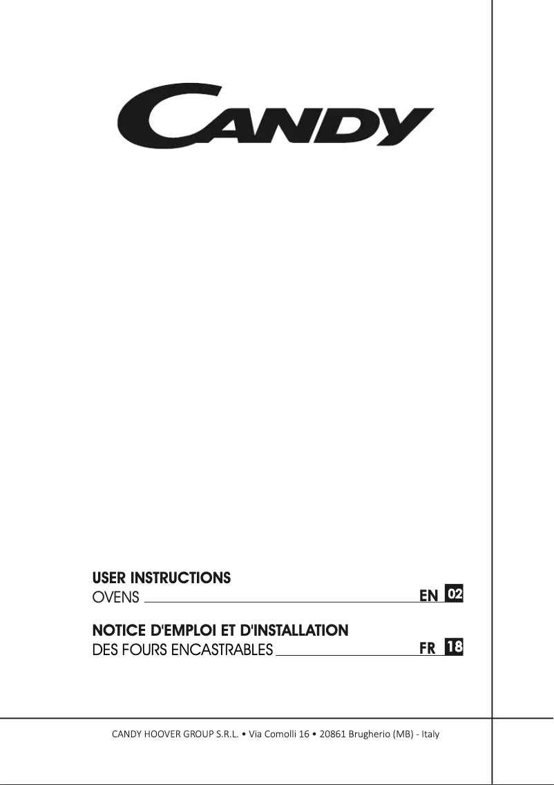 Page 1 de la notice Manuel utilisateur Candy FCDP6744-1/E