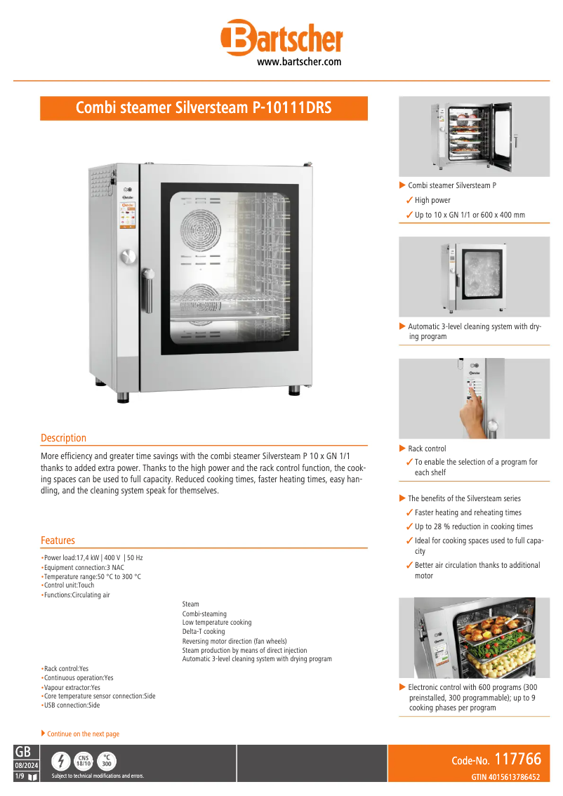 Page n°1 - Fiche technique Bartscher 117766