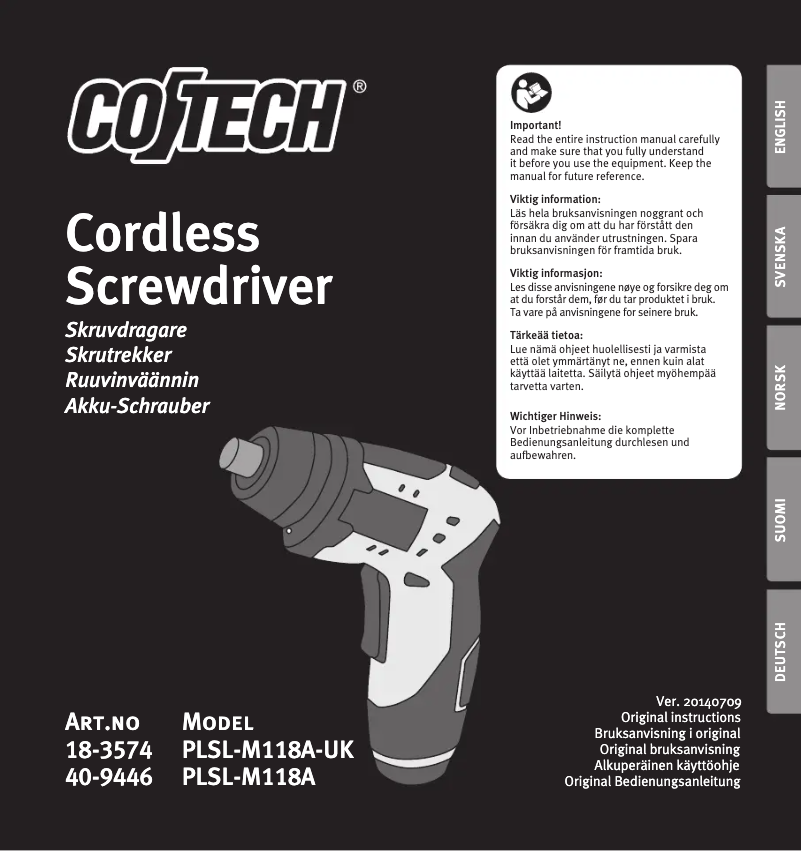 Page n°1 - Manuel utilisateur Cotech PLSL-M118A
