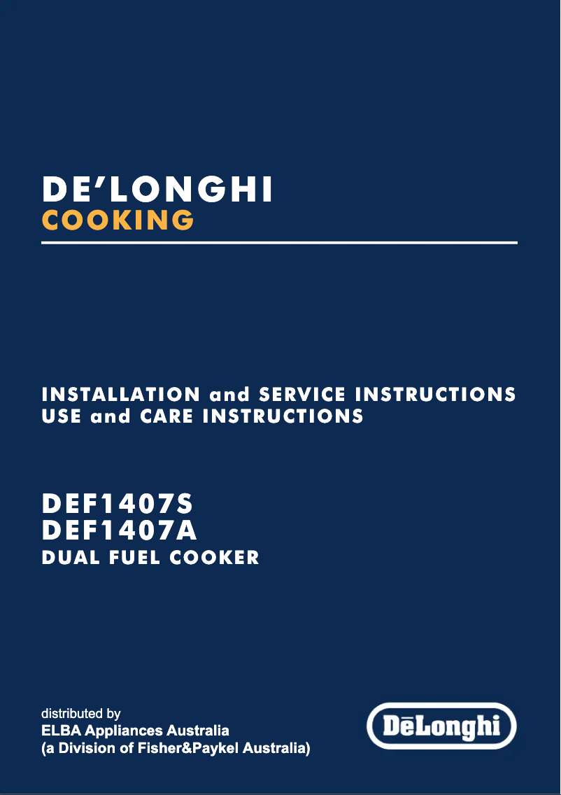 Page n°1 - Manuel utilisateur DeLonghi DEF1407A
