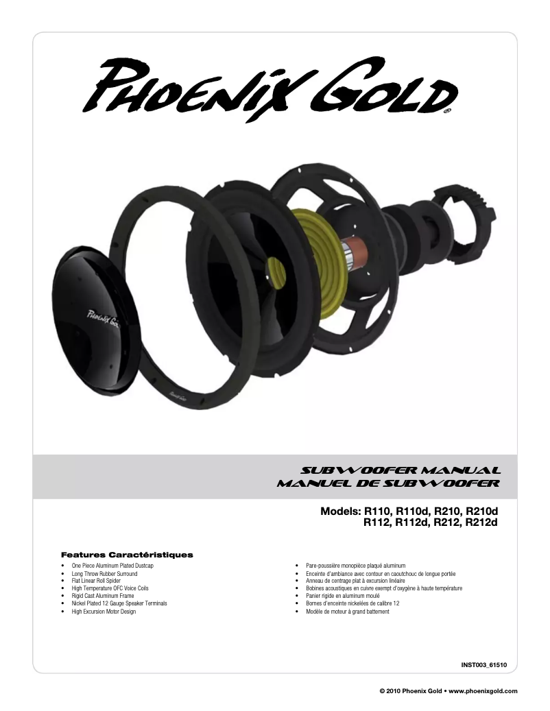 Page 1 de la notice Manuel utilisateur Phoenix Gold R110d