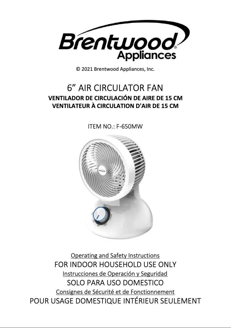 Page 1 de la notice Manuel utilisateur Brentwood F-650MW