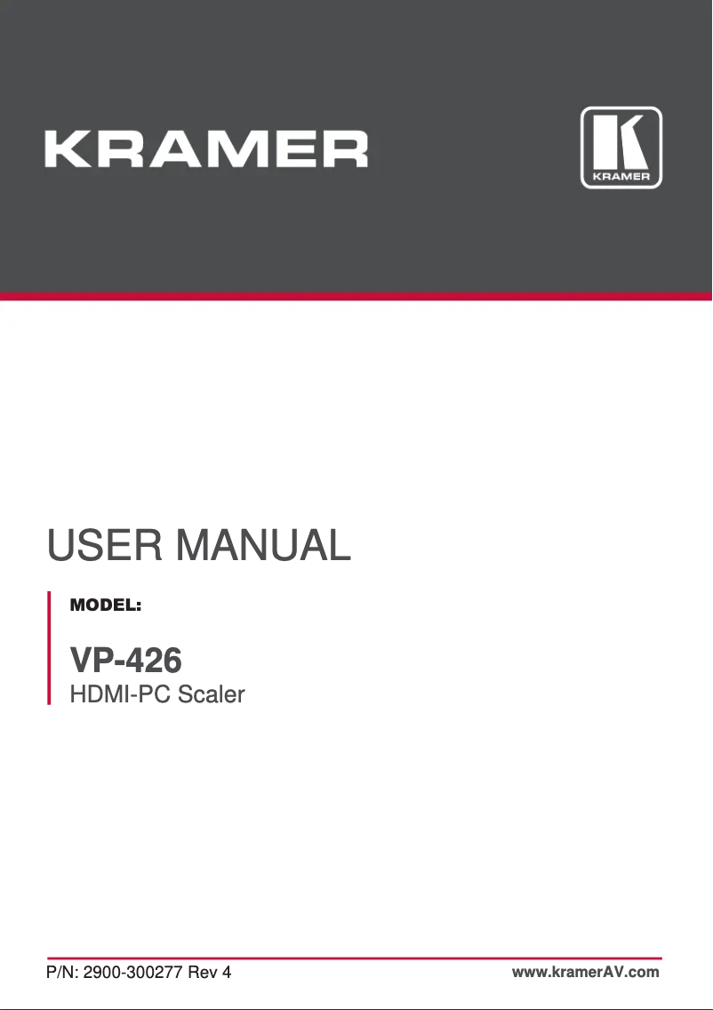 Página 1 del manual Manual de usuario Kramer VP-426
