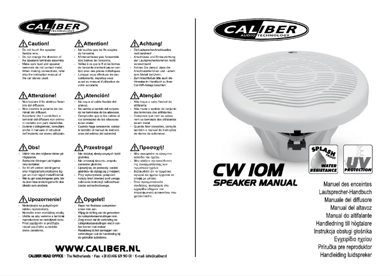 Page 1 de la notice Manuel utilisateur Caliber CW10M