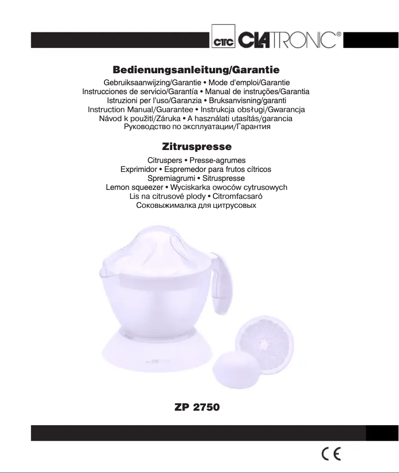 Page 1 de la notice Manuel utilisateur Clatronic ZP 2750
