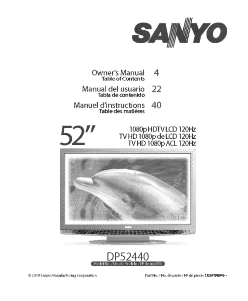 Page n°1 - Manuel utilisateur Sanyo DP52440