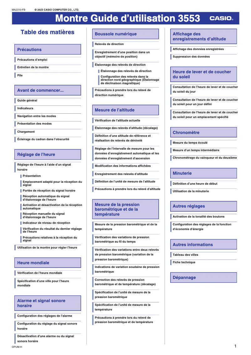 Image de la première page du manuel de l'appareil G-Shock GW-9500