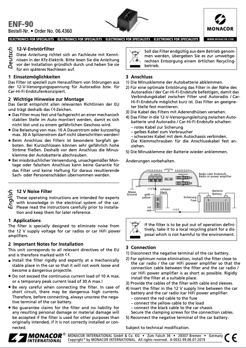 Image de la première page du manuel de l'appareil ENF-90