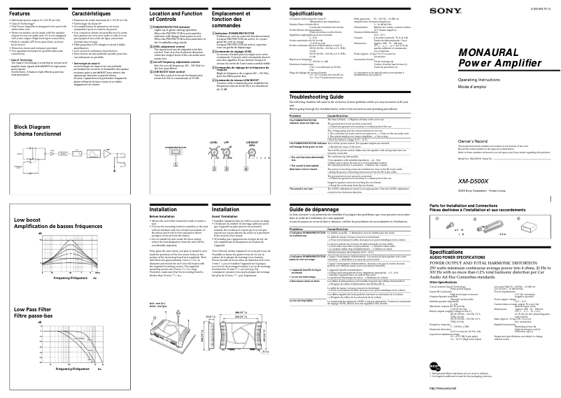 Image de la première page du manuel de l'appareil XM-D500X