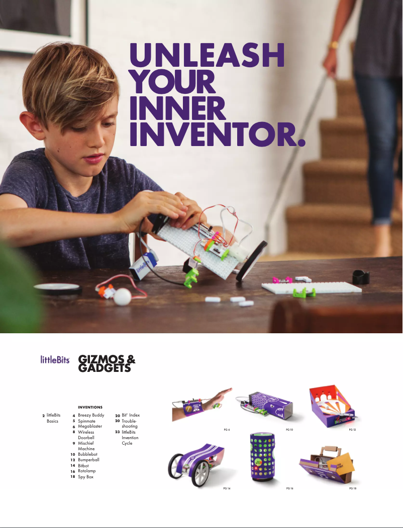 Page 1 de la notice Manuel utilisateur littleBits Gizmos & Gadgets Kit