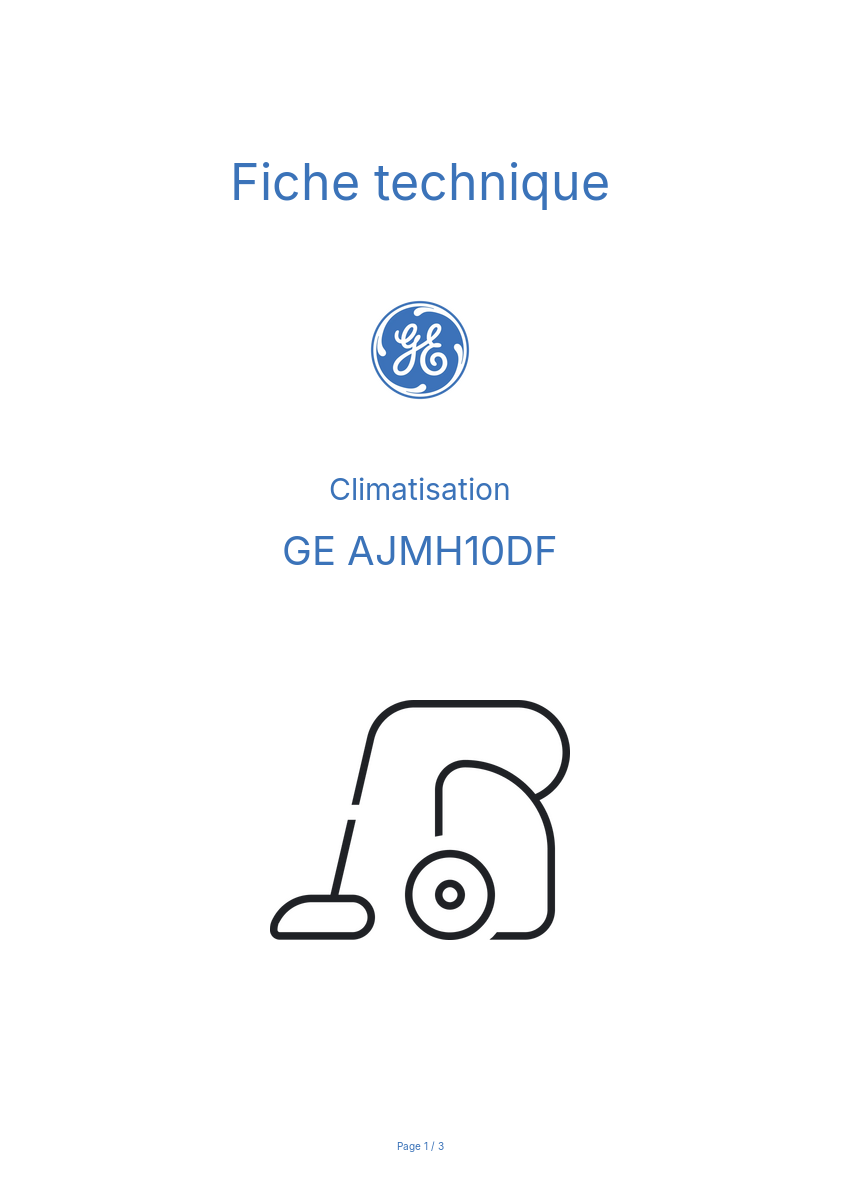 Page n°1 - Fiche technique GE AJMH10DF