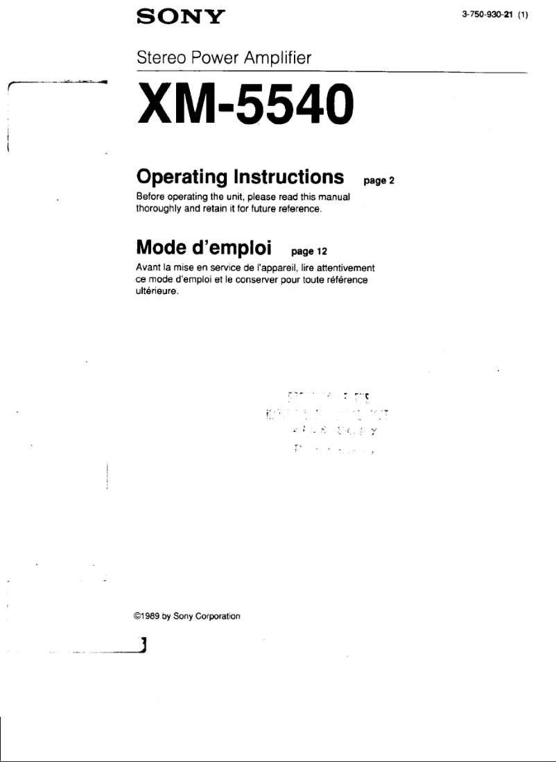 Page n°1 - Manuel utilisateur Sony XM-5540