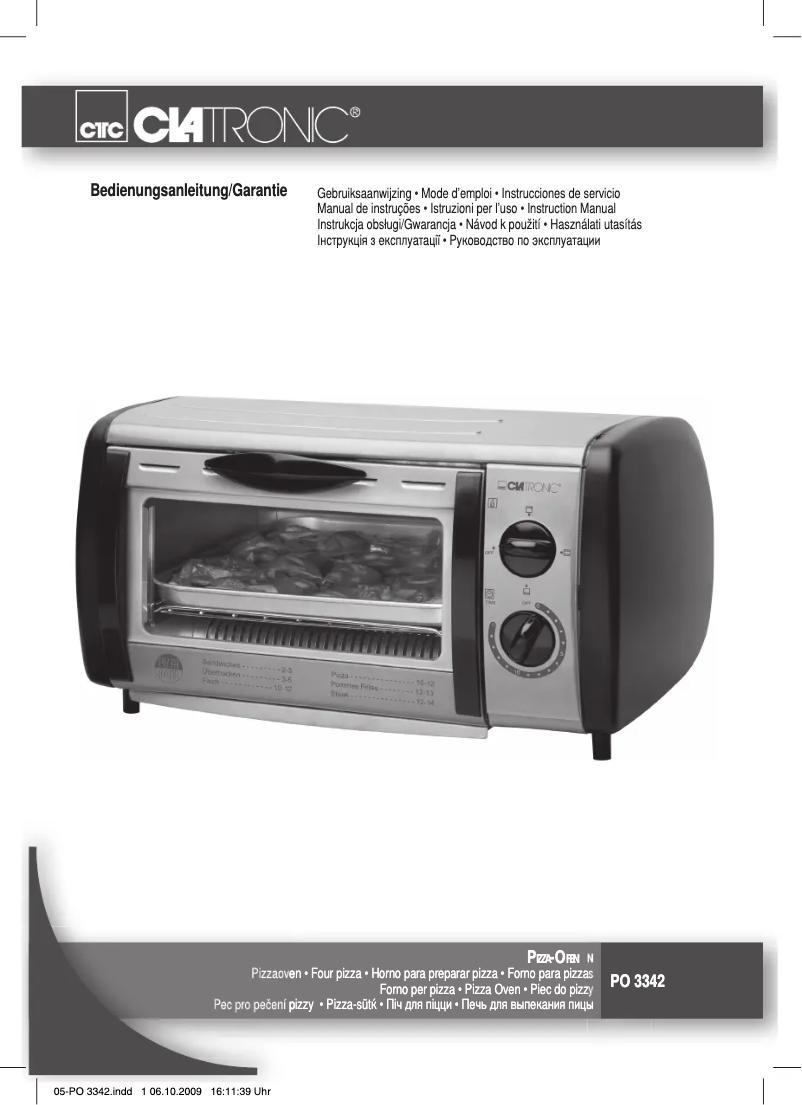 Page 1 de la notice Manuel utilisateur Clatronic PO 3342