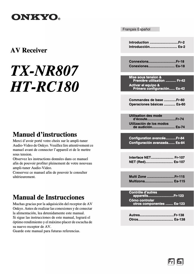 Page n°1 - Manuel utilisateur Onkyo TX-NR807