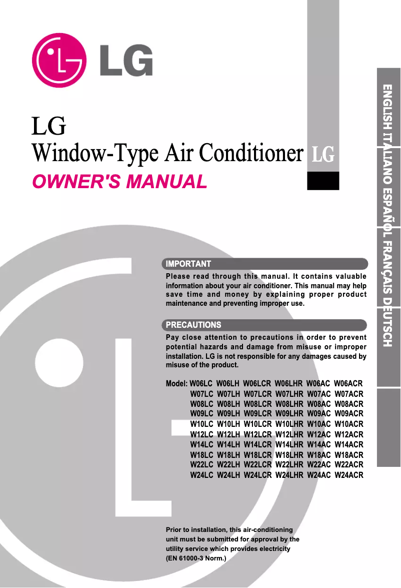 Image de la première page du manuel de l'appareil W18AC