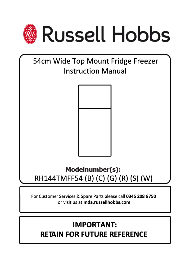 Page 1 de la notice Manuel utilisateur Russell Hobbs RH144TMFF54