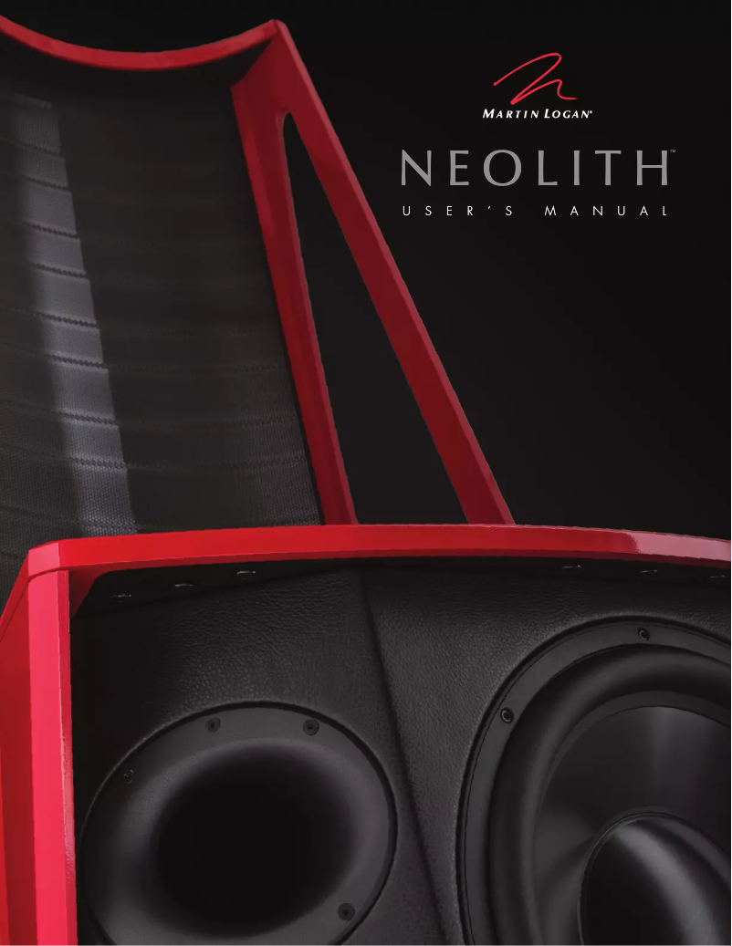 Page 1 de la notice Manuel utilisateur Martin Logan Neolith