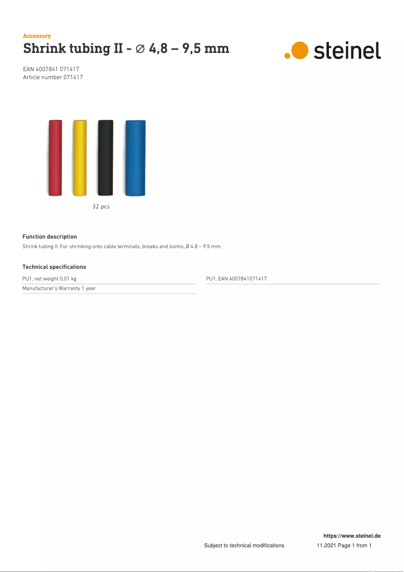 Page 1 de la notice Manuel utilisateur Steinel Krimpkous II