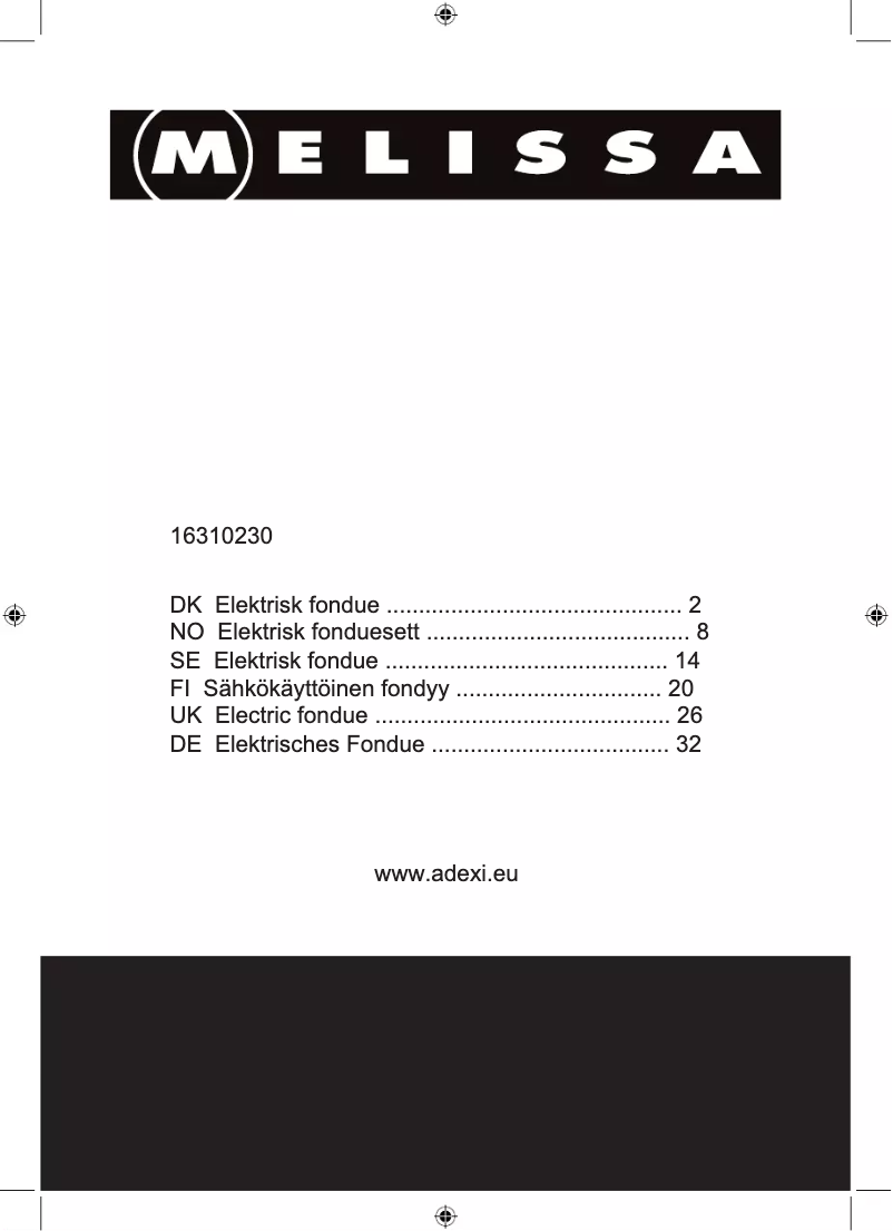 Page 1 de la notice Manuel utilisateur Melissa 16310230